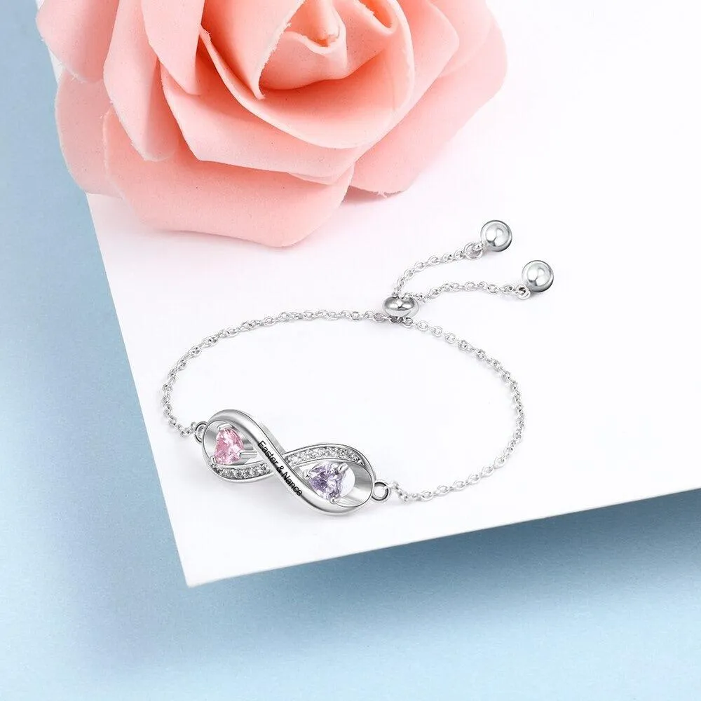 Adjustable Infinity Diamond Sterling Silver Bracelet