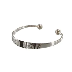 AFALKAY||Silver Bangle with Black Etched Detailing