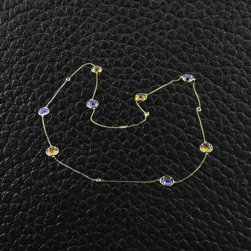 Amethyst, Citrine & Diamond Necklace