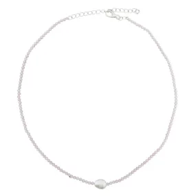 Amina,Rose Quartz and Pearl Choker