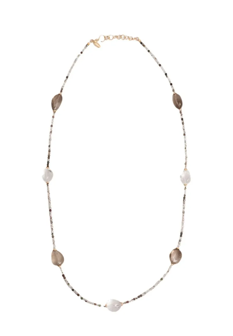Anahis Necklace #1 - White Quartz & Smoky Quartz