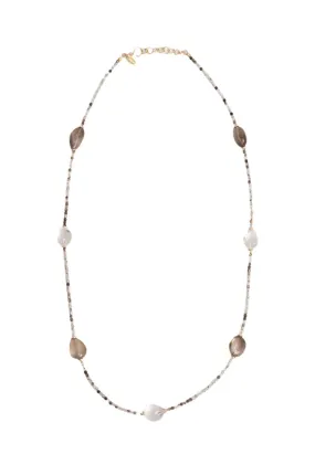 Anahis Necklace #1 - White Quartz & Smoky Quartz