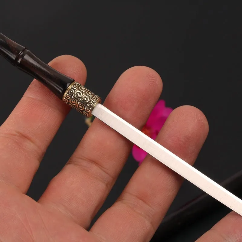Ancient Chinese Hair Decoration Knife Hidden Sword Ebony Hairpin