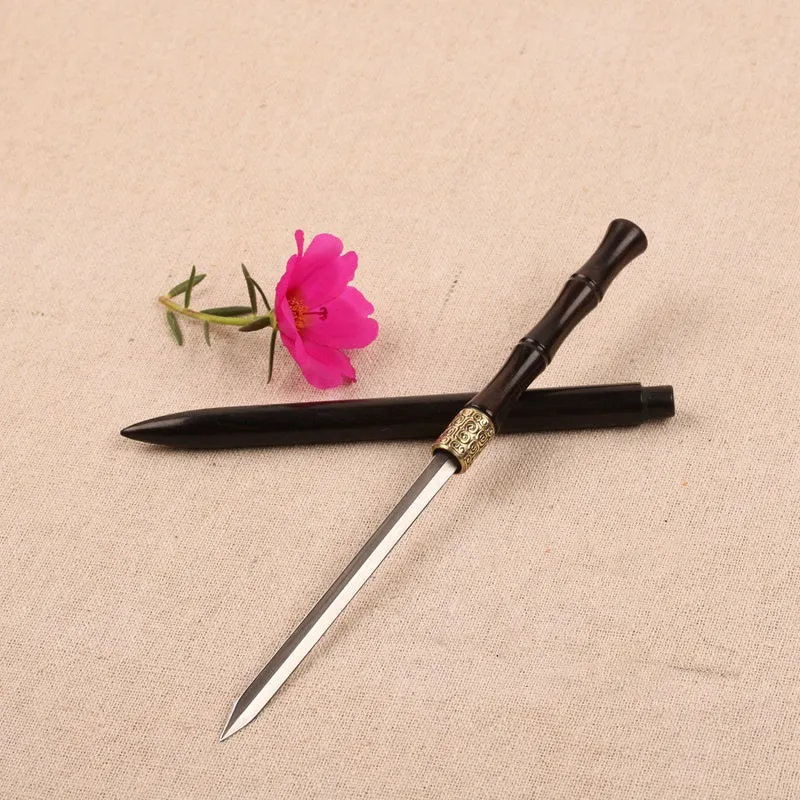 Ancient Chinese Hair Decoration Knife Hidden Sword Ebony Hairpin