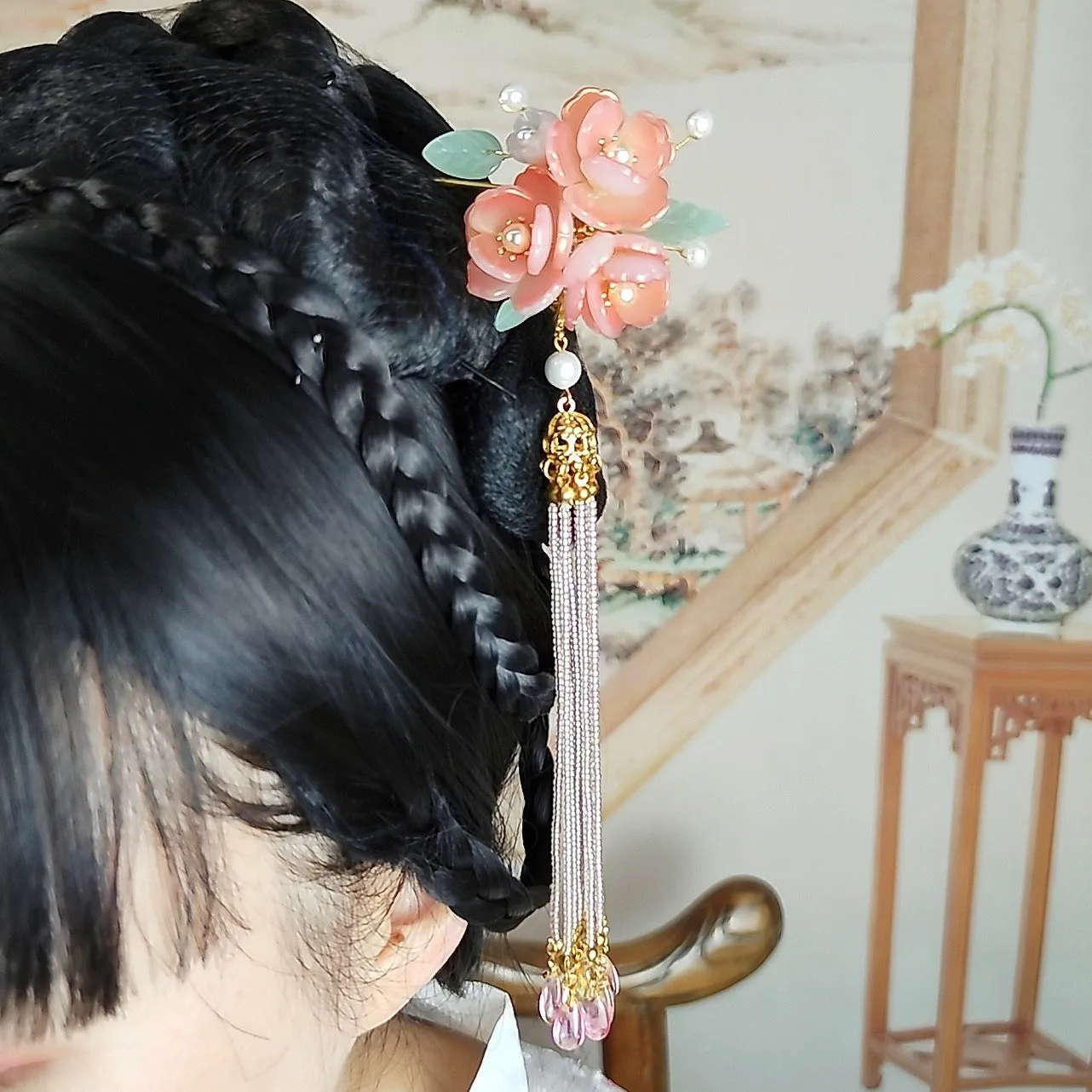 Ancient Style Tassel Headdress Three-dimensional Plum Blossom Hanfu Hairpin