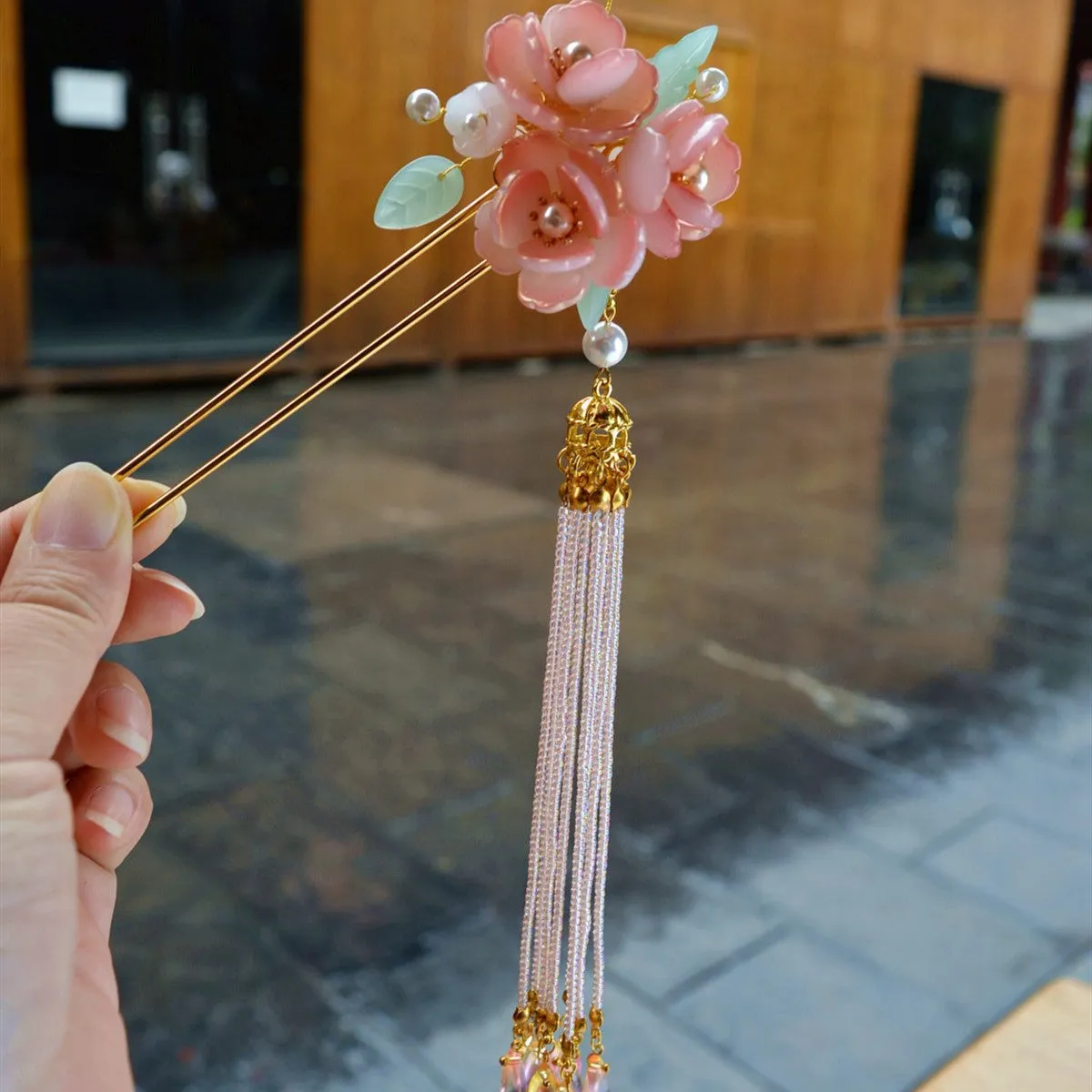 Ancient Style Tassel Headdress Three-dimensional Plum Blossom Hanfu Hairpin