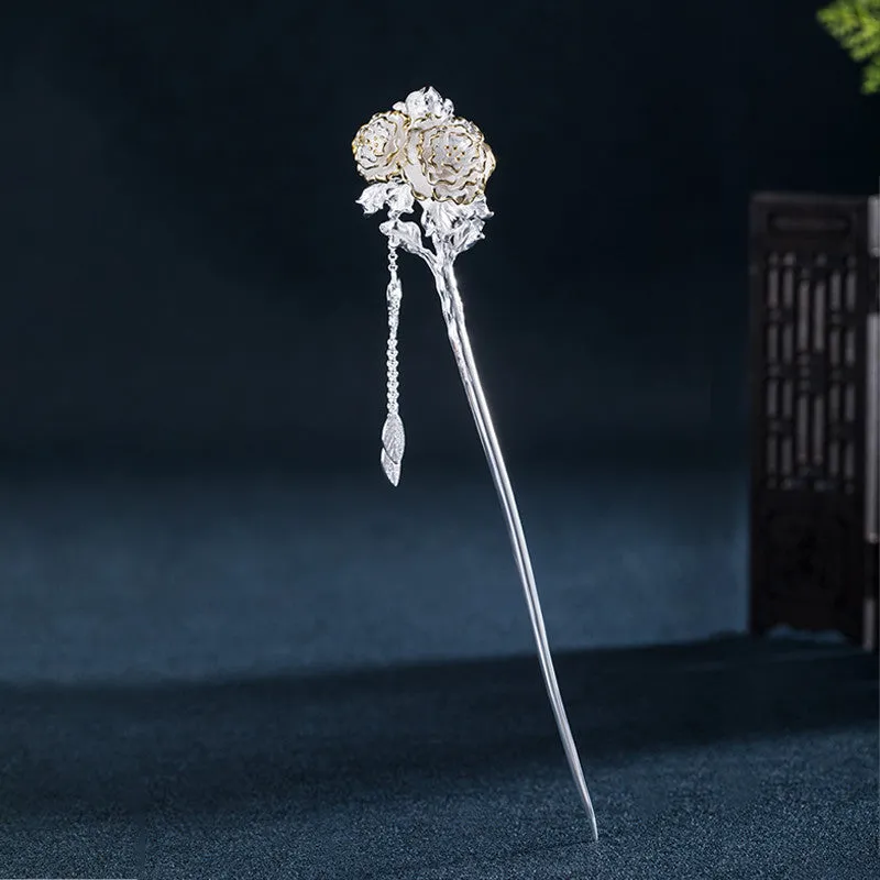 Ancient Style Twelve Flower Gods Sterling Silver Hairpin