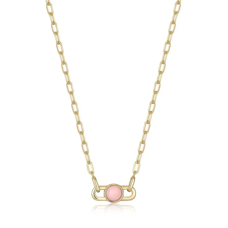 Ania Haie Gold Orb Rose Quartz Link Necklace