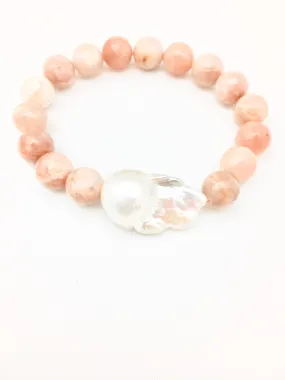 Annie baroque - pink moonstone/white baroque pearl