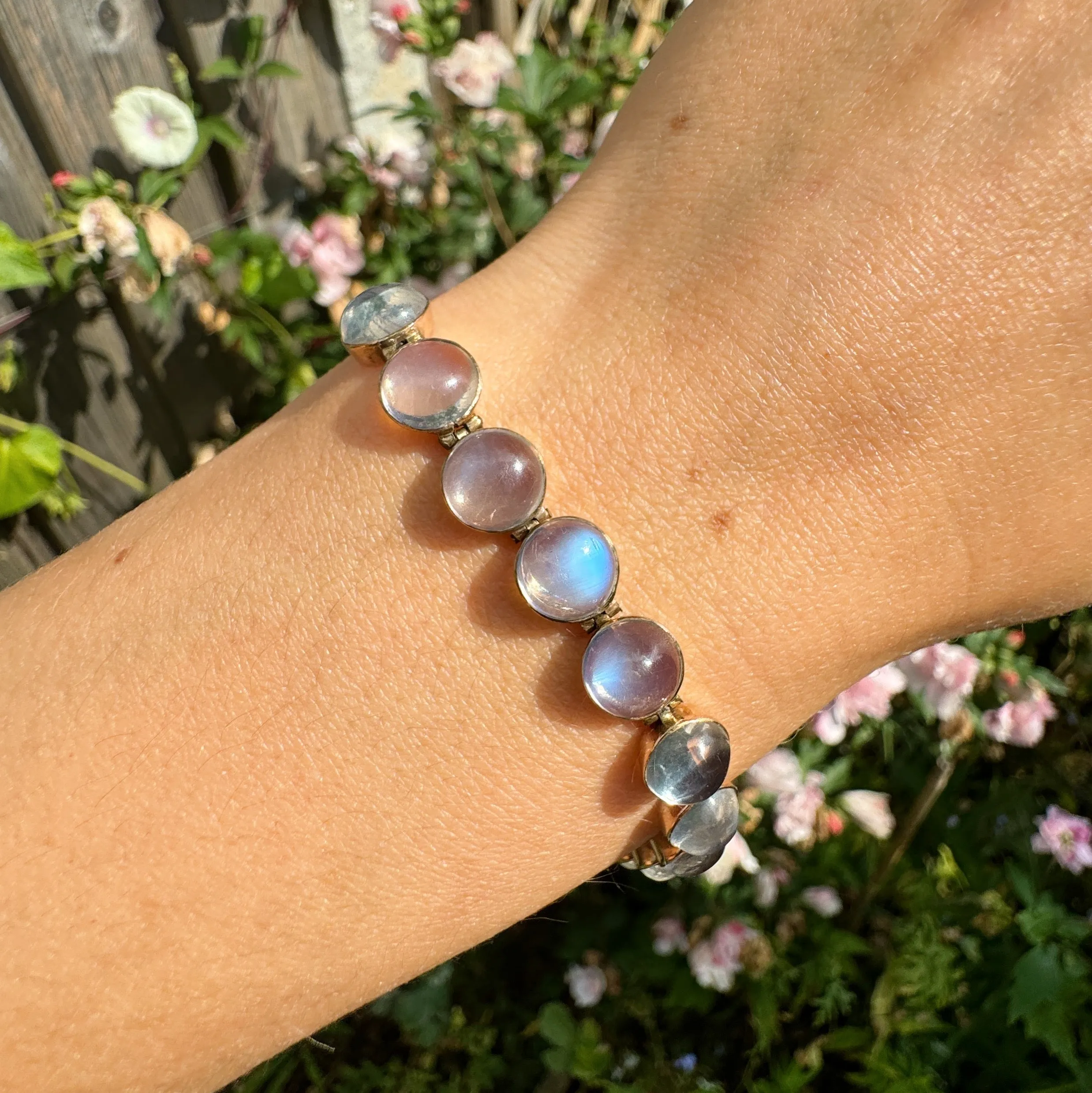 Antique Gold Moonstone Cabochon Bracelet