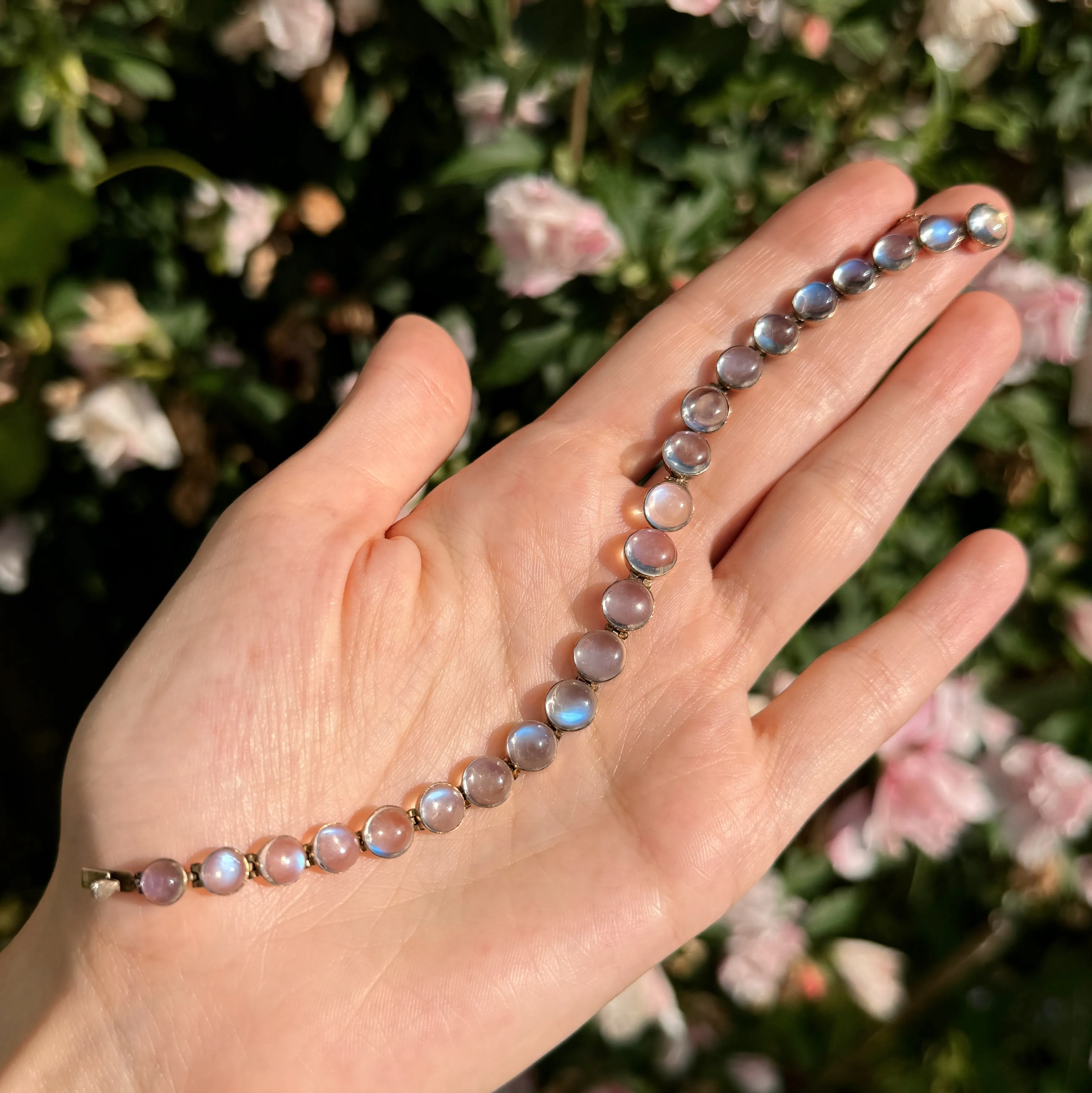 Antique Gold Moonstone Cabochon Bracelet