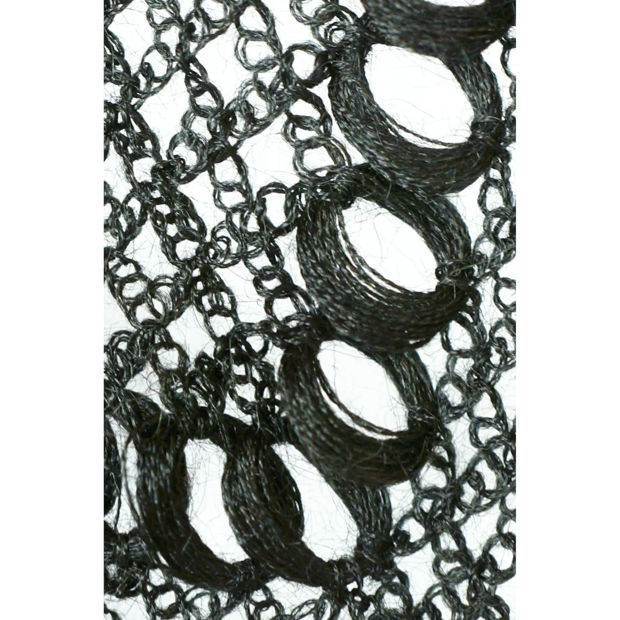Antique Victorian Mourning Shawl Ring Knit Wool with Hairpin Edges