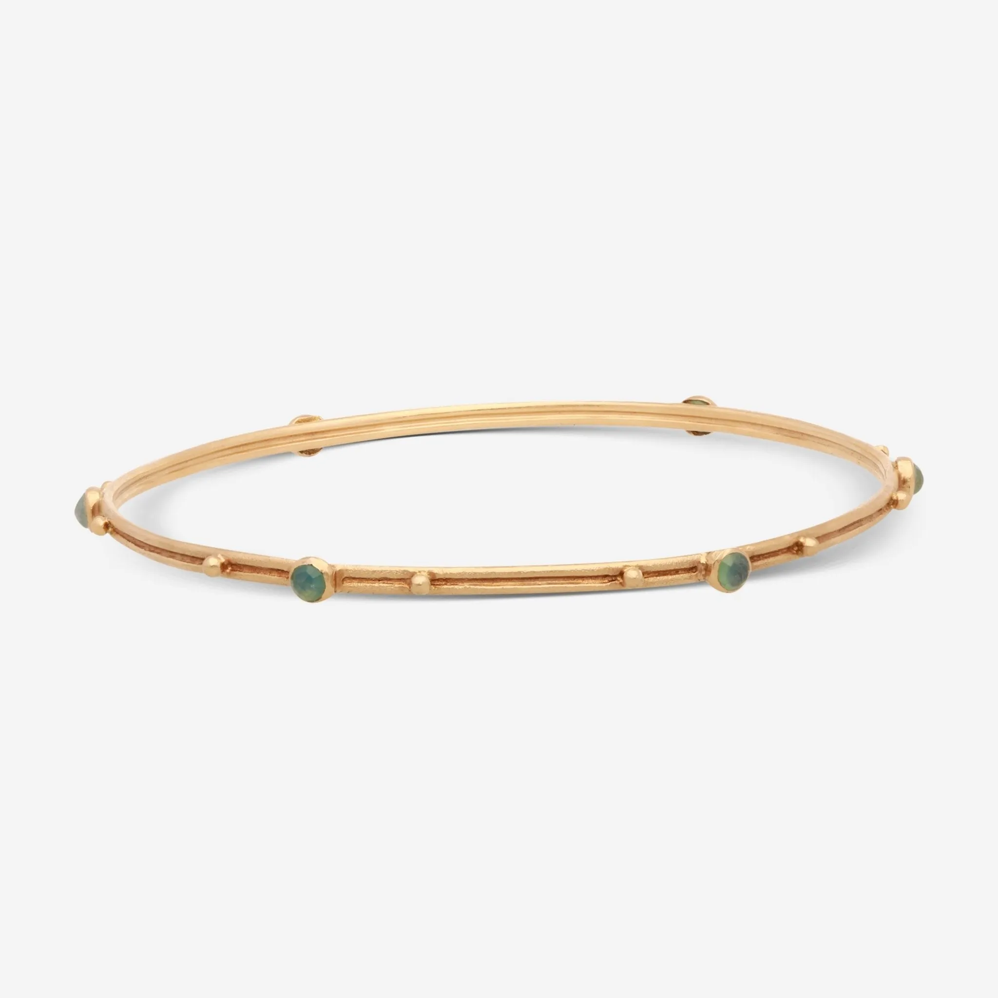 Armenta Sueno 18k Gold Bangle Bracelet with Chrysoprase and Rainbow Moonstone 10036