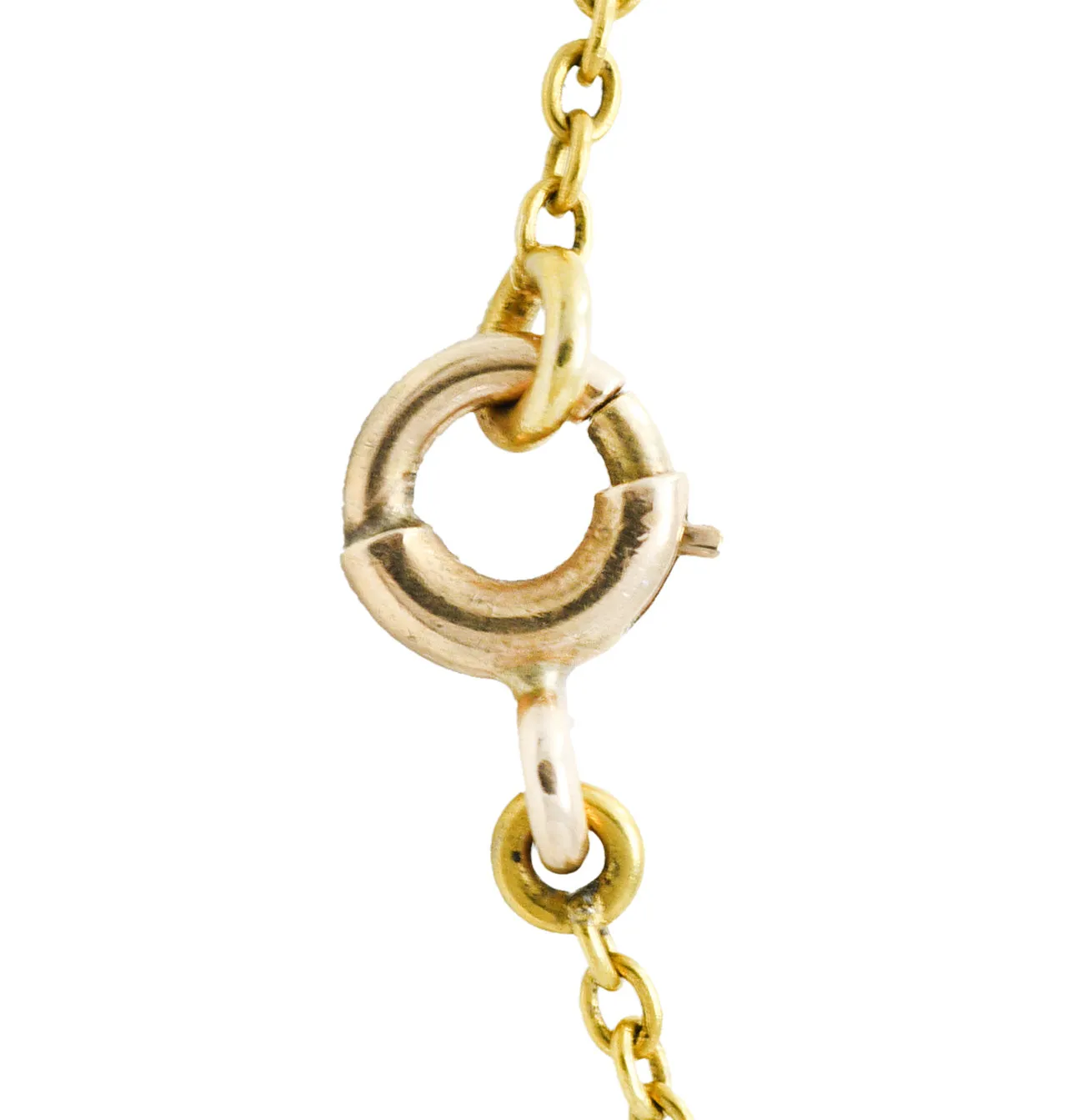 Art Nouveau Citrine Baroque Pearl 14 Karat Gold Swag Necklace