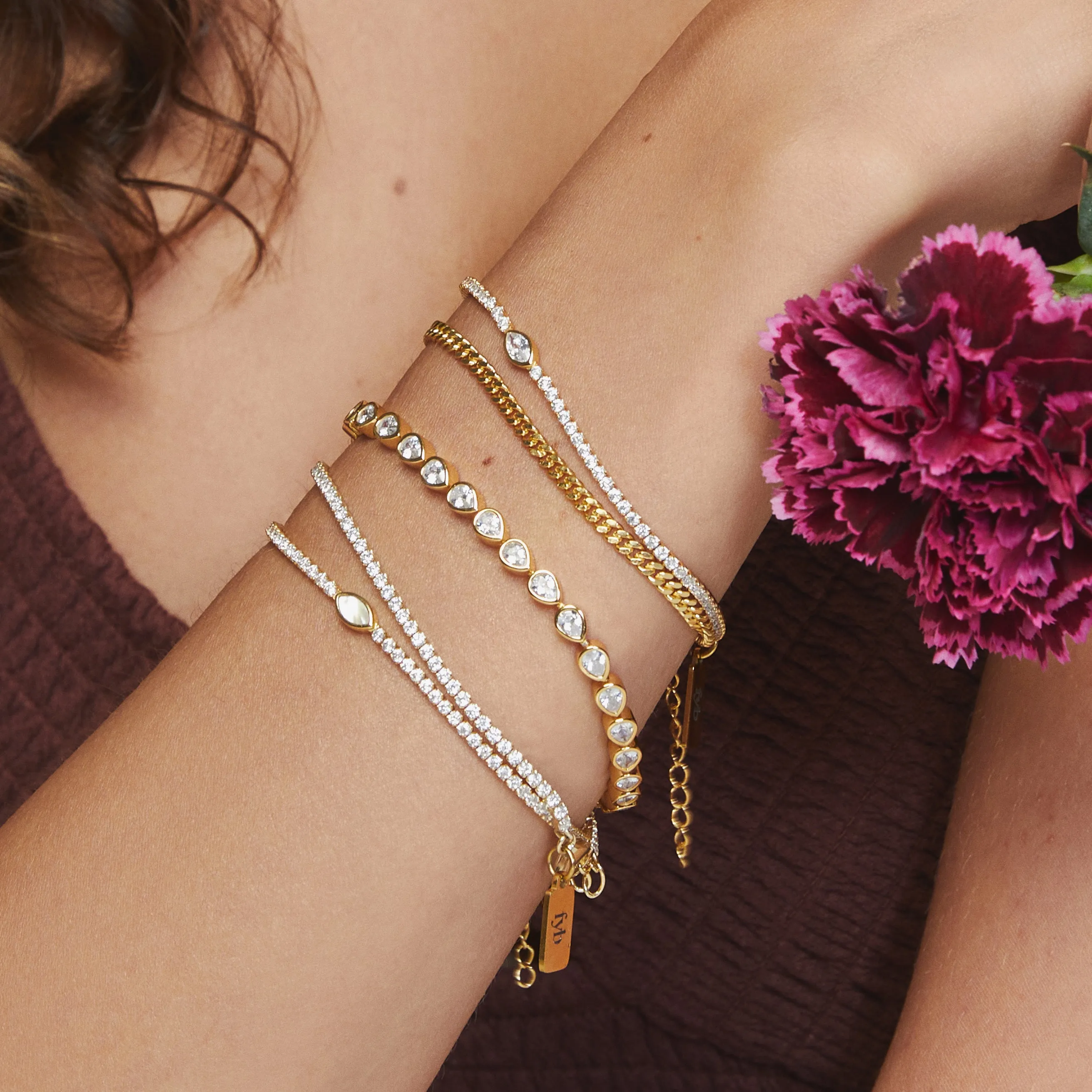 ARYA TENNIS BRACELET MOTHER OF PEARL GOLD