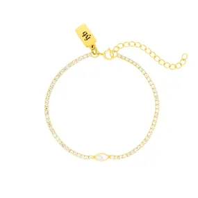 ARYA TENNIS BRACELET MOTHER OF PEARL GOLD