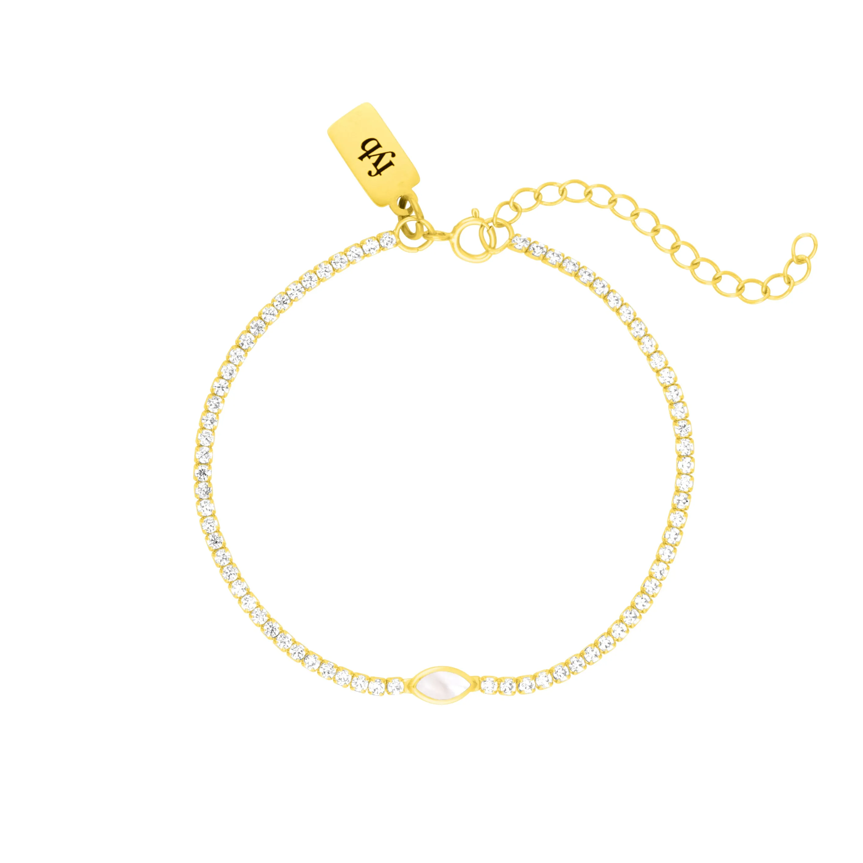 ARYA TENNIS BRACELET MOTHER OF PEARL GOLD