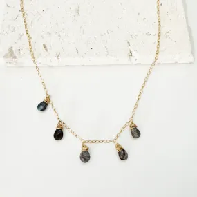 Ashley- blue labradorite choker Necklace in Gold (17 inches)