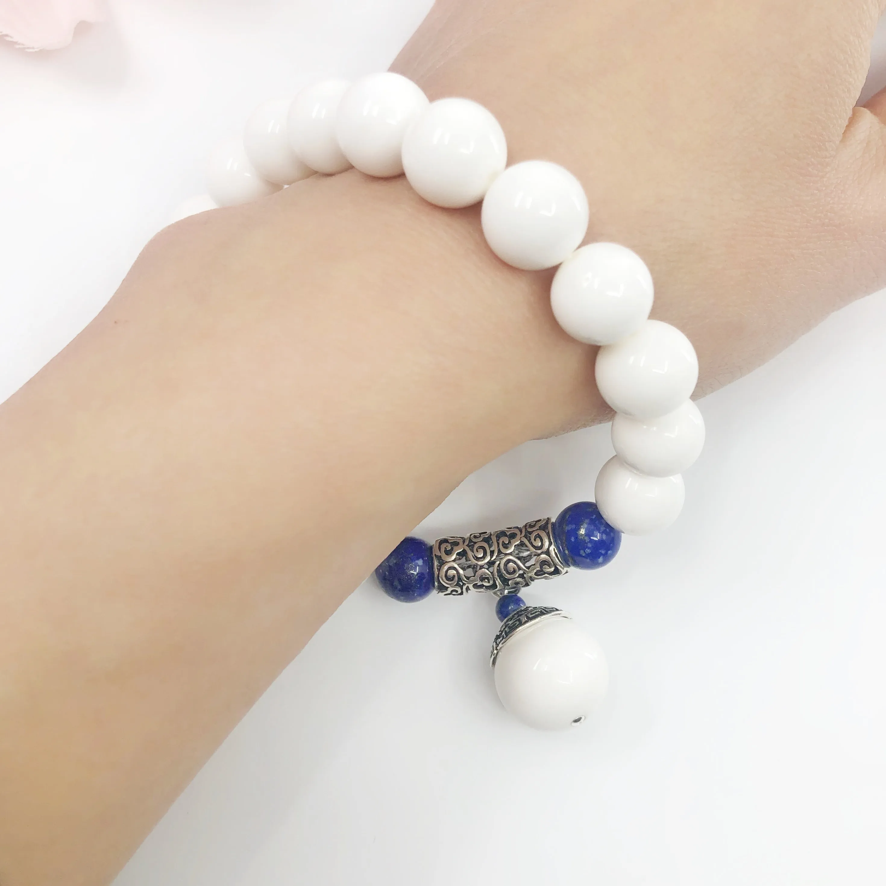 Auspicious Beaded Tridacna Bracelet 10mm