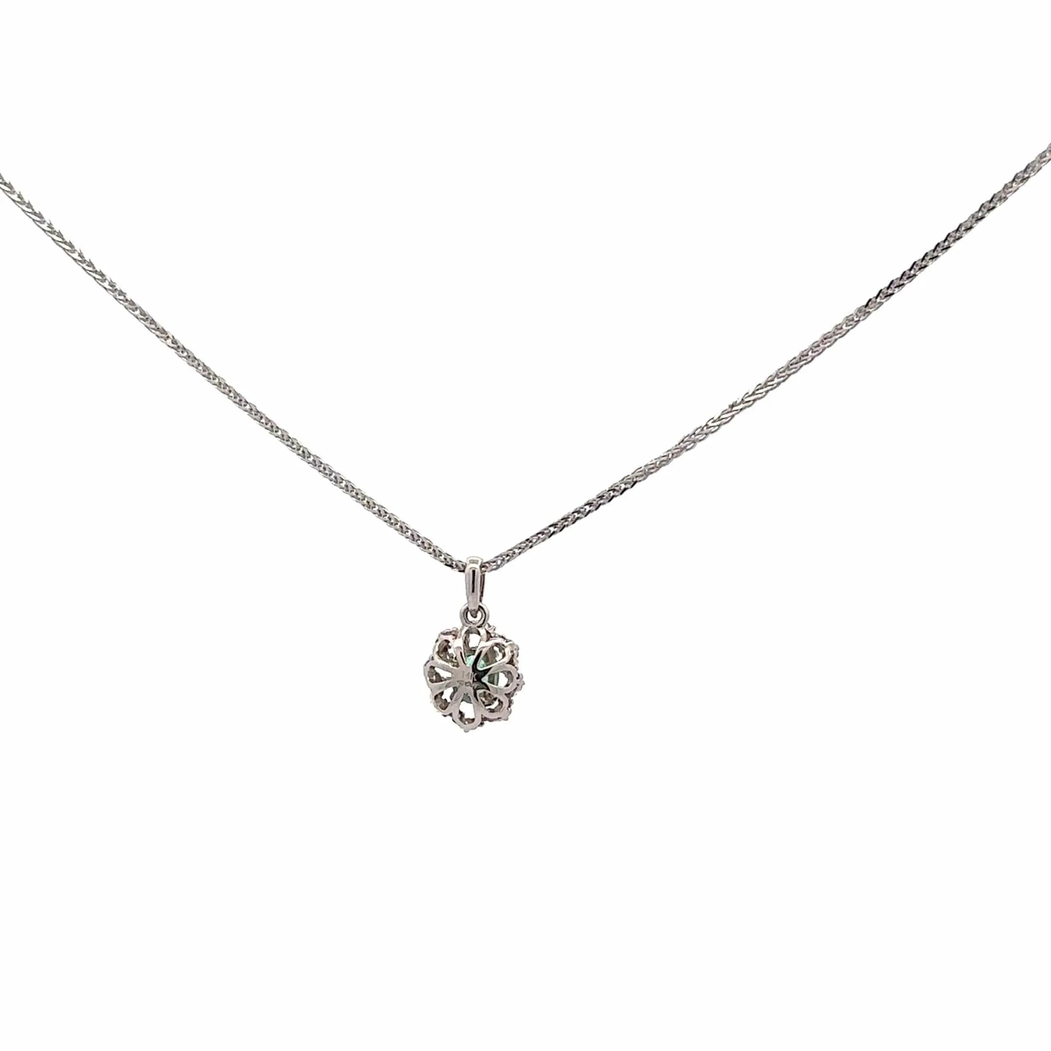 Baikalla™ 14k White Gold A Emerald Oval With Diamonds Pendant Necklace