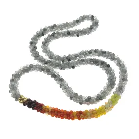 Beaded Gemstone Necklace: Burnt Orange Ombre, Cloud Quartz and Gold