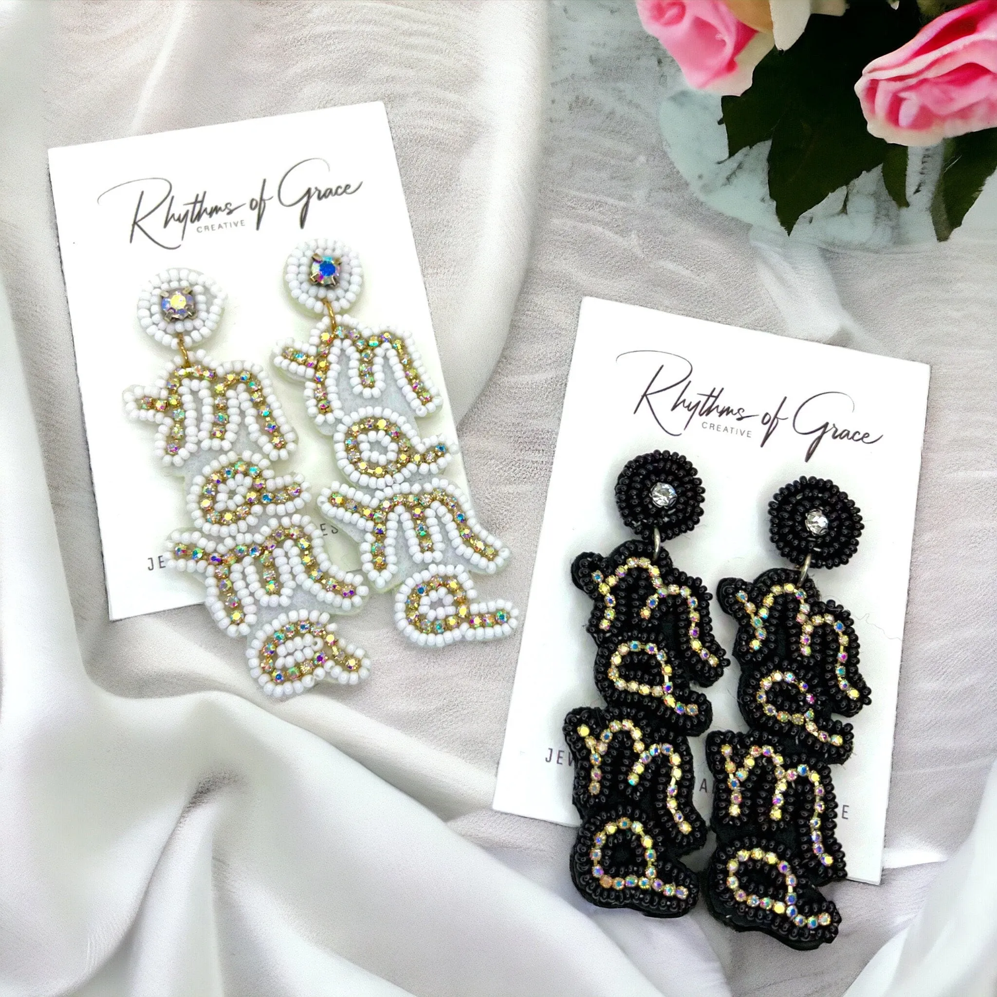 Beaded MAMA Earrings - Handmade Earrings, Baby Shower, New Mom, Mother’s Day, Mom Earrings, Momma Earrings, Pregnancy Announcement