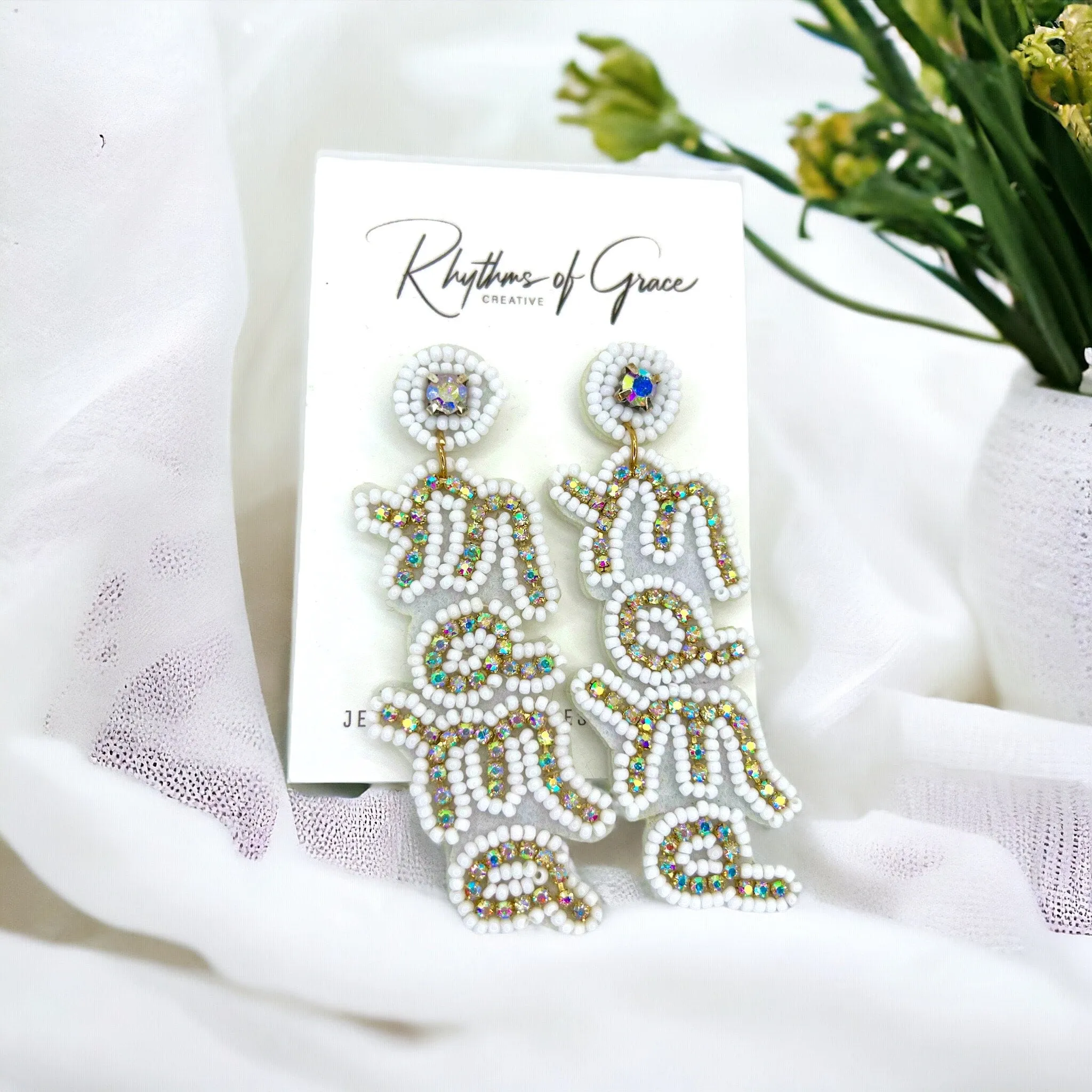 Beaded MAMA Earrings - Handmade Earrings, Baby Shower, New Mom, Mother’s Day, Mom Earrings, Momma Earrings, Pregnancy Announcement