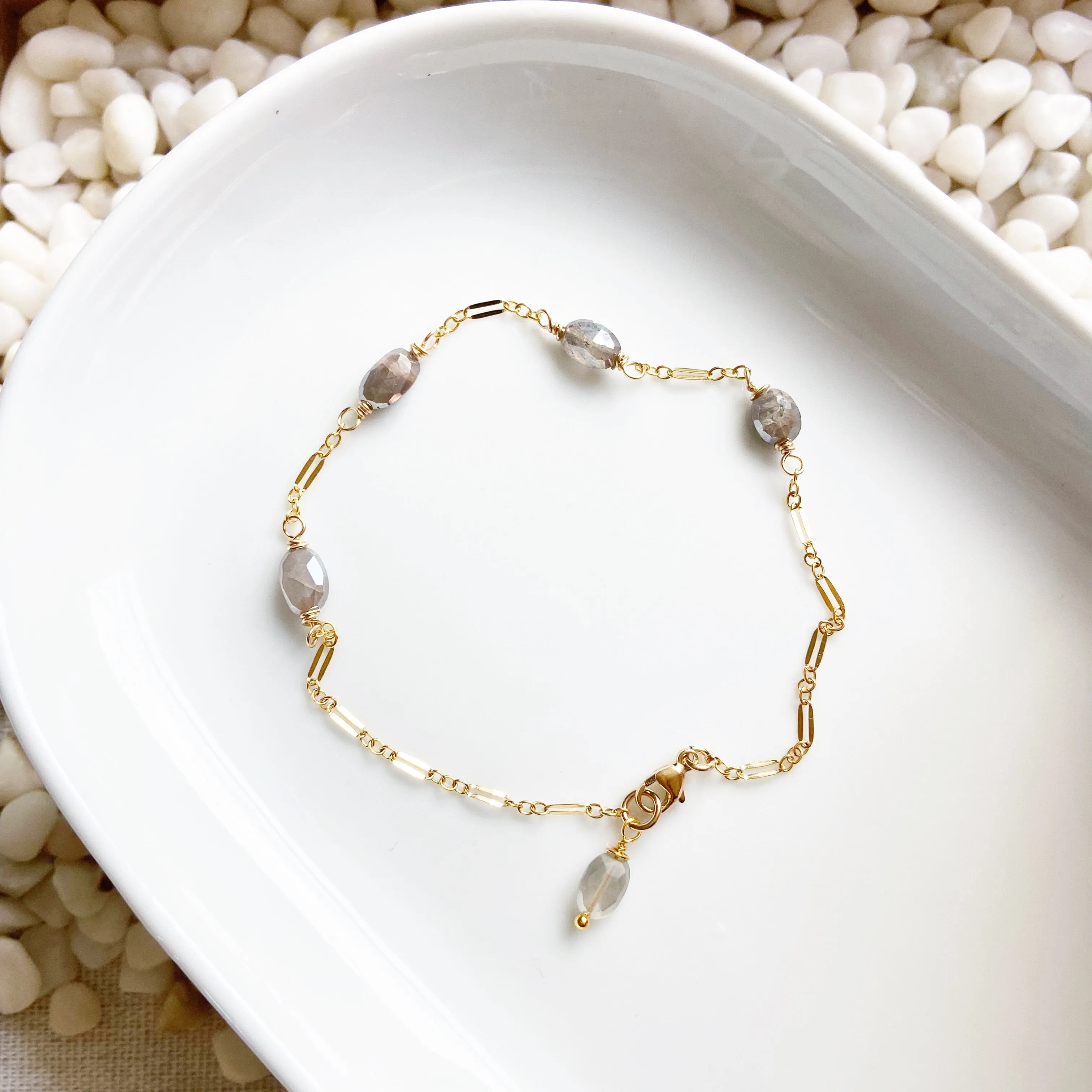 Become - Mystic or a regular Moonstone Segment Bracelet in Gold or Silver