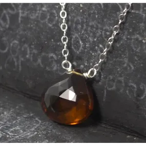 Beer Quartz Necklace On Sterling Silver Chain With Sterling Silver Trigger Clasp