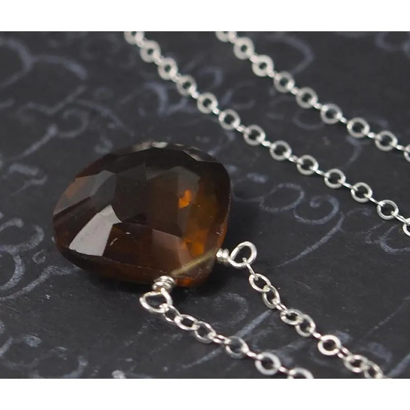 Beer Quartz Necklace On Sterling Silver Chain With Sterling Silver Trigger Clasp