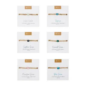 Bejeweled Chain Link Bracelet Adorned with Rectangular Gemstone in Gold Casing