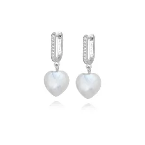 Beloved Moonstone Heart Drop Sterling Silver Earrings JE04_SLV