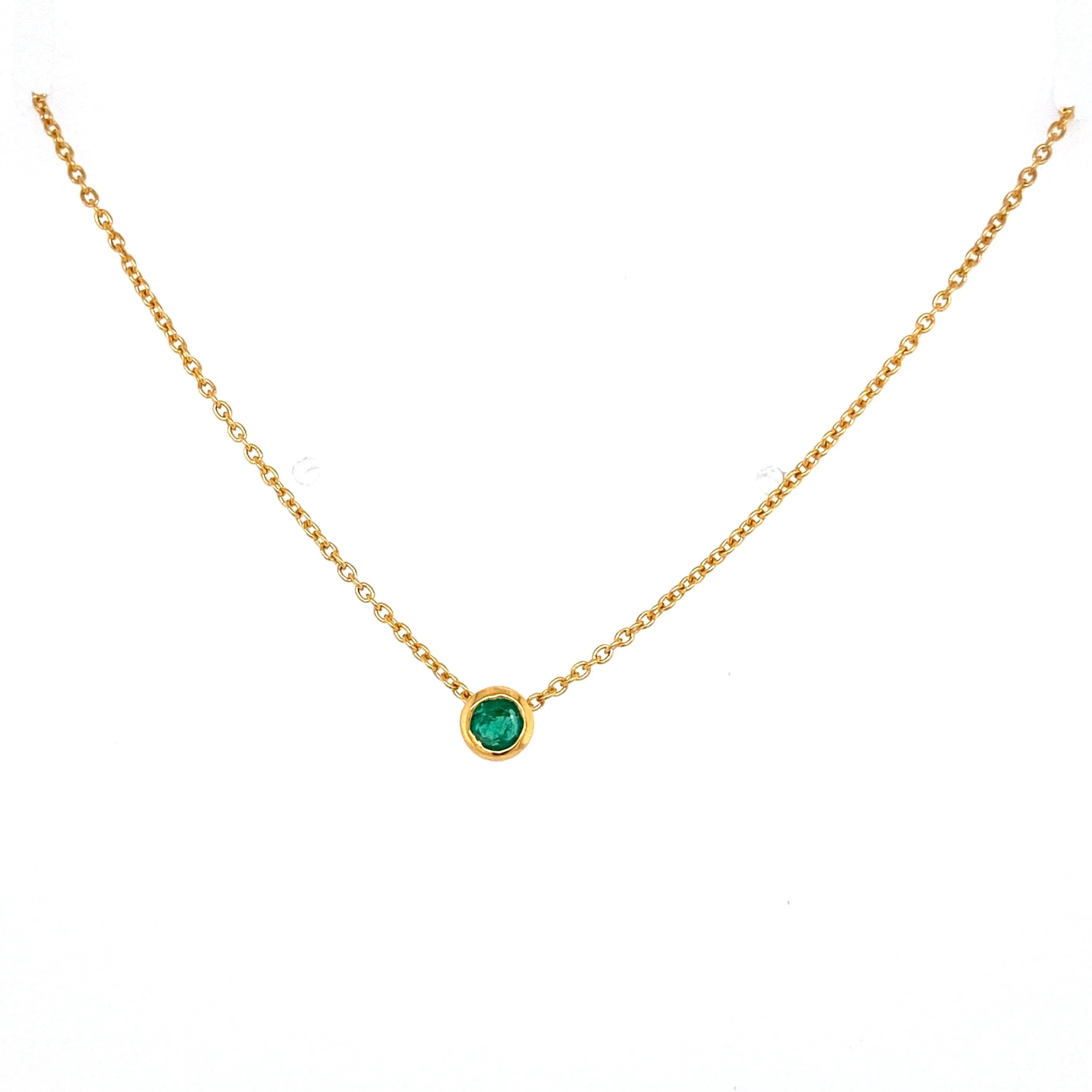 Bezel Set Emerald Necklace