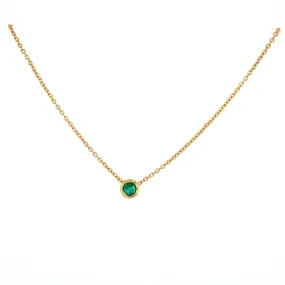 Bezel Set Emerald Necklace