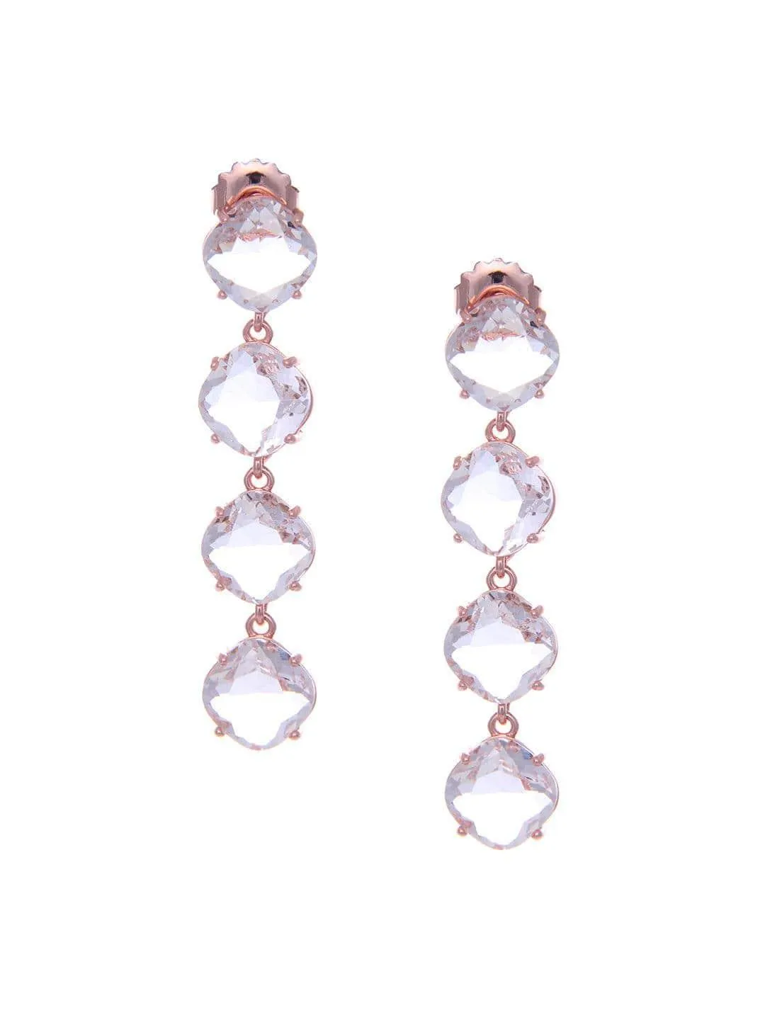 Bhagyashri Borse In Embellish Long Earrings Rose Gold