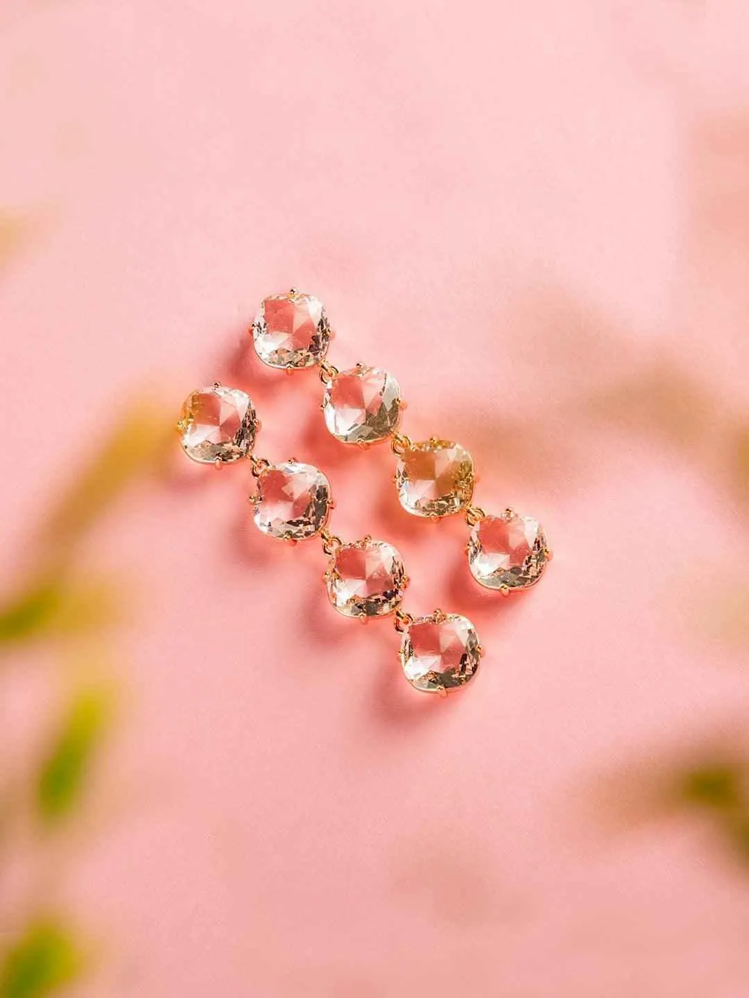 Bhagyashri Borse In Embellish Long Earrings Rose Gold