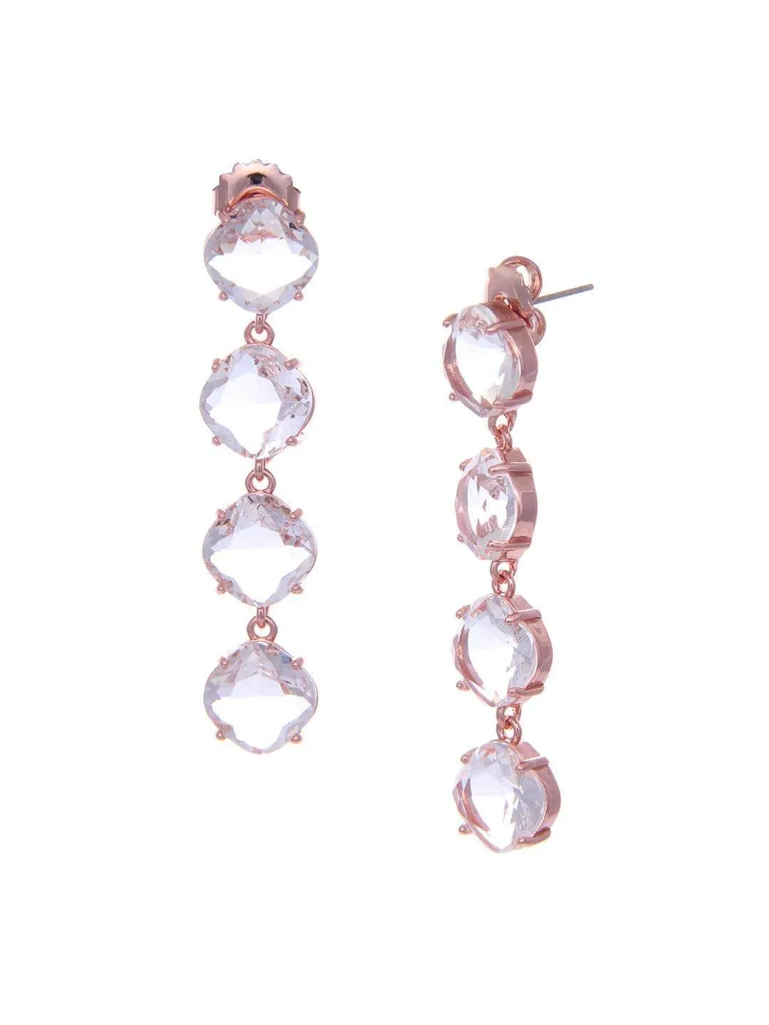 Bhagyashri Borse In Embellish Long Earrings Rose Gold
