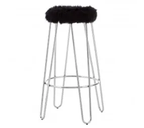 Black Faux Fur Bar Stool