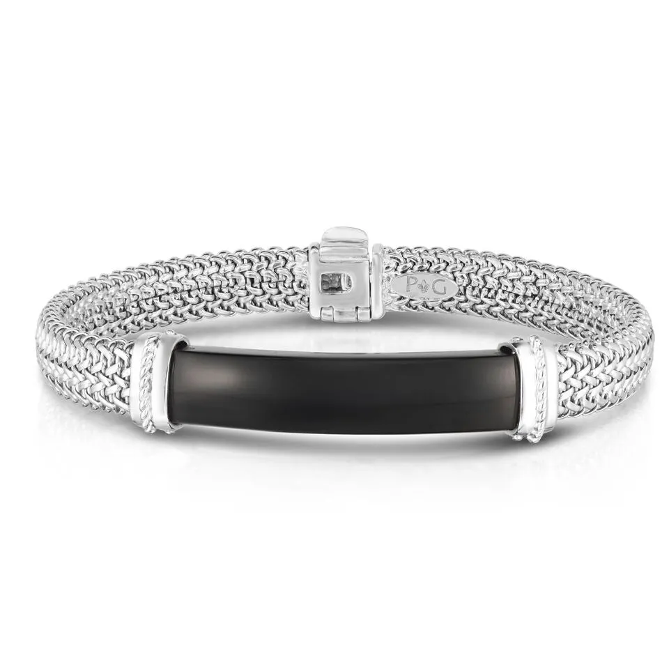 Black Onyx Woven Silver Bracelet