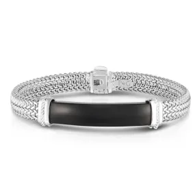 Black Onyx Woven Silver Bracelet