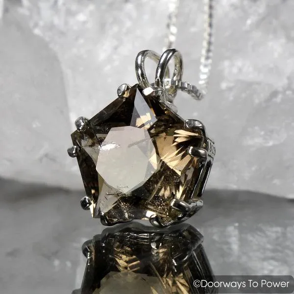Black Tourmalinated Clear Quartz Star of Venus Pendant