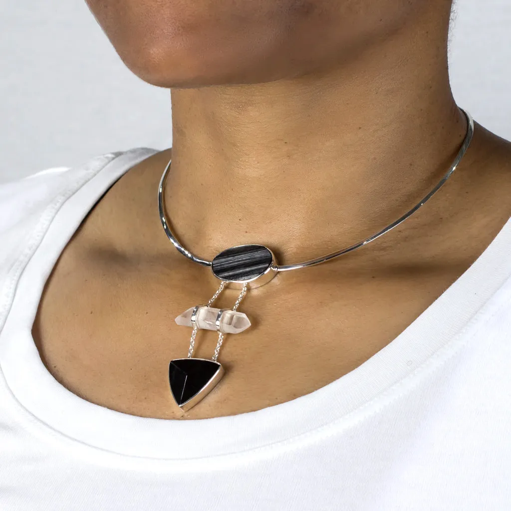 Black Tourmaline Necklace & Laser Quartz Necklace