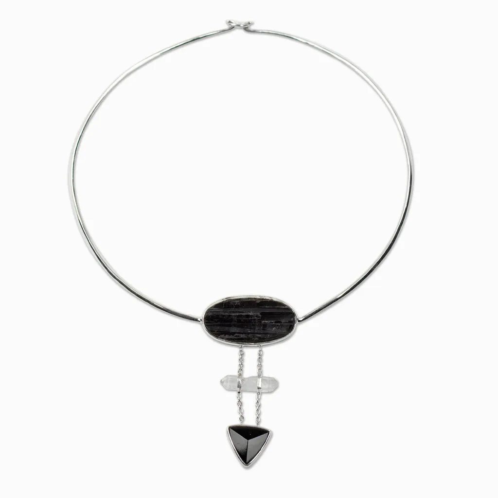 Black Tourmaline Necklace & Laser Quartz Necklace