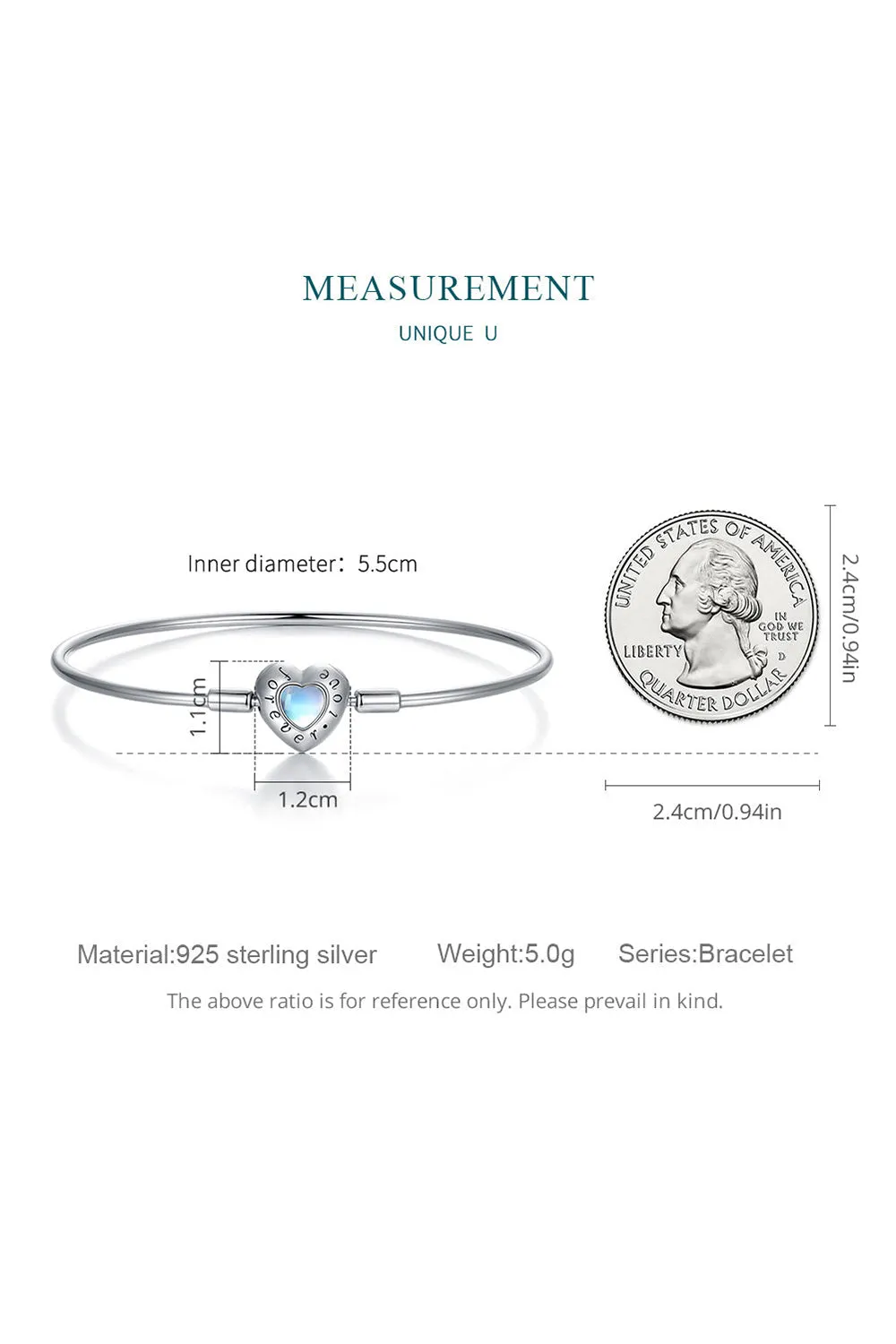 Blue Heart Moonstone Bracelet Perfect Gift