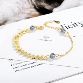 Blue natural moonstone bracelet