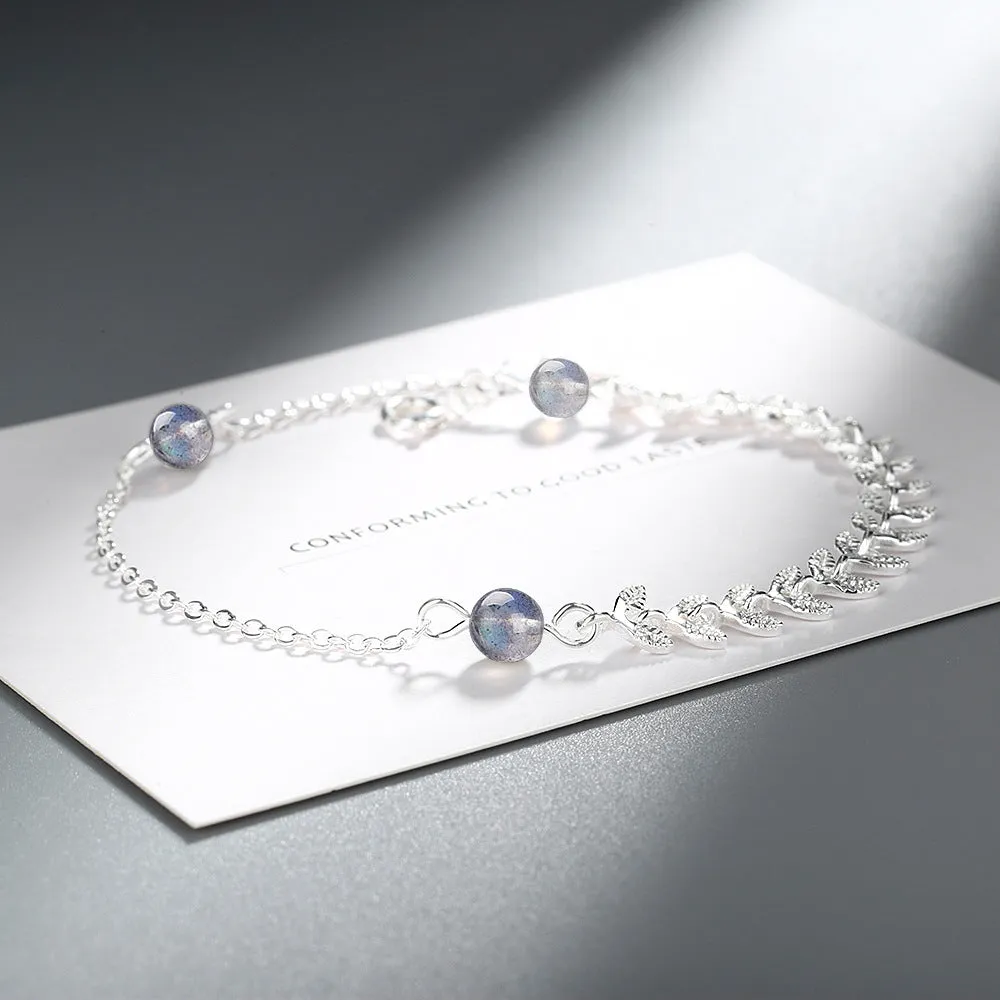 Blue natural moonstone bracelet
