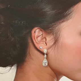 Bridal Earrings, Delicate Zirconia Wedding & Quinceanera Drop Earring