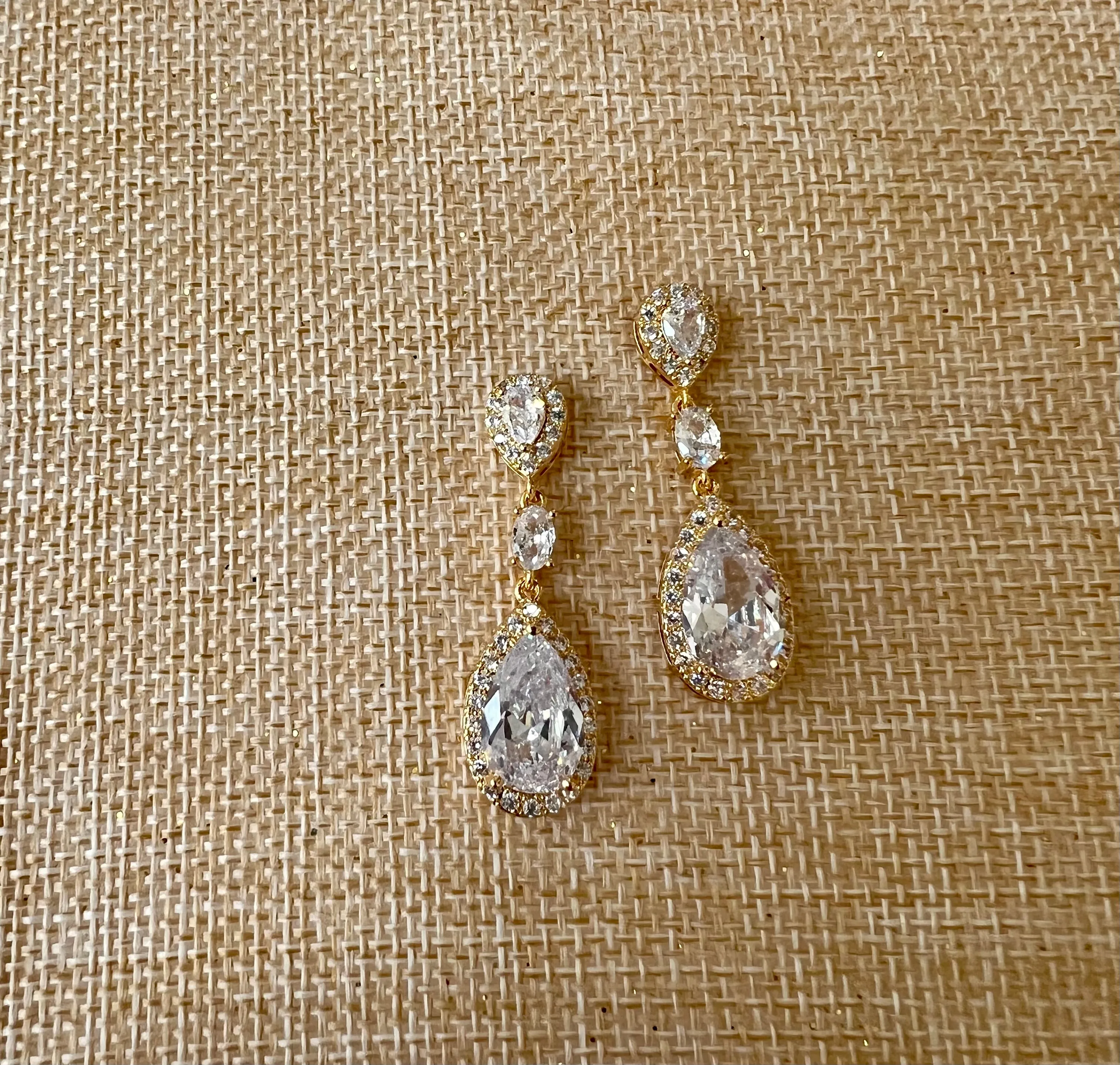 Bridal Earrings, Delicate Zirconia Wedding & Quinceanera Drop Earring