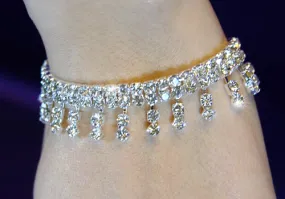 Bridal Wedding Crystal Dangling Silver Bracelet XB003