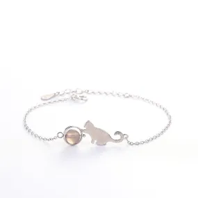 Brushed Cat Moonstone Crystal Bracelet